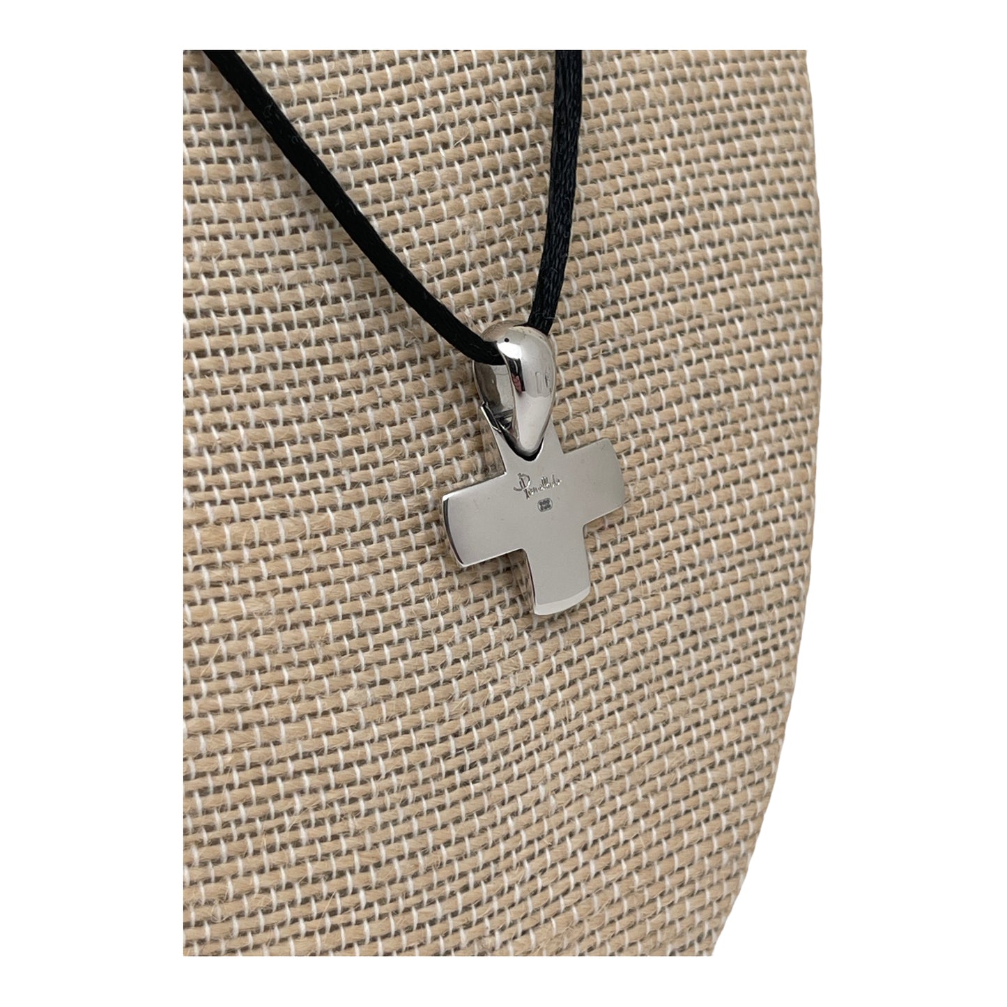 Pendentif Pomelato Croix Or Blanc