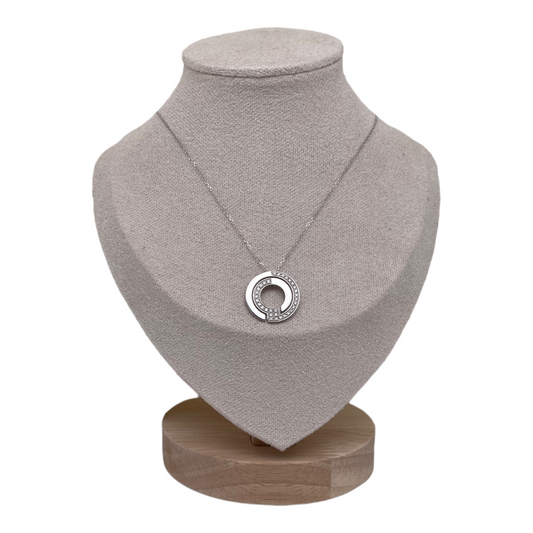 Pendentif et chaîne Dinh Van Seventies diamants et or blanc
