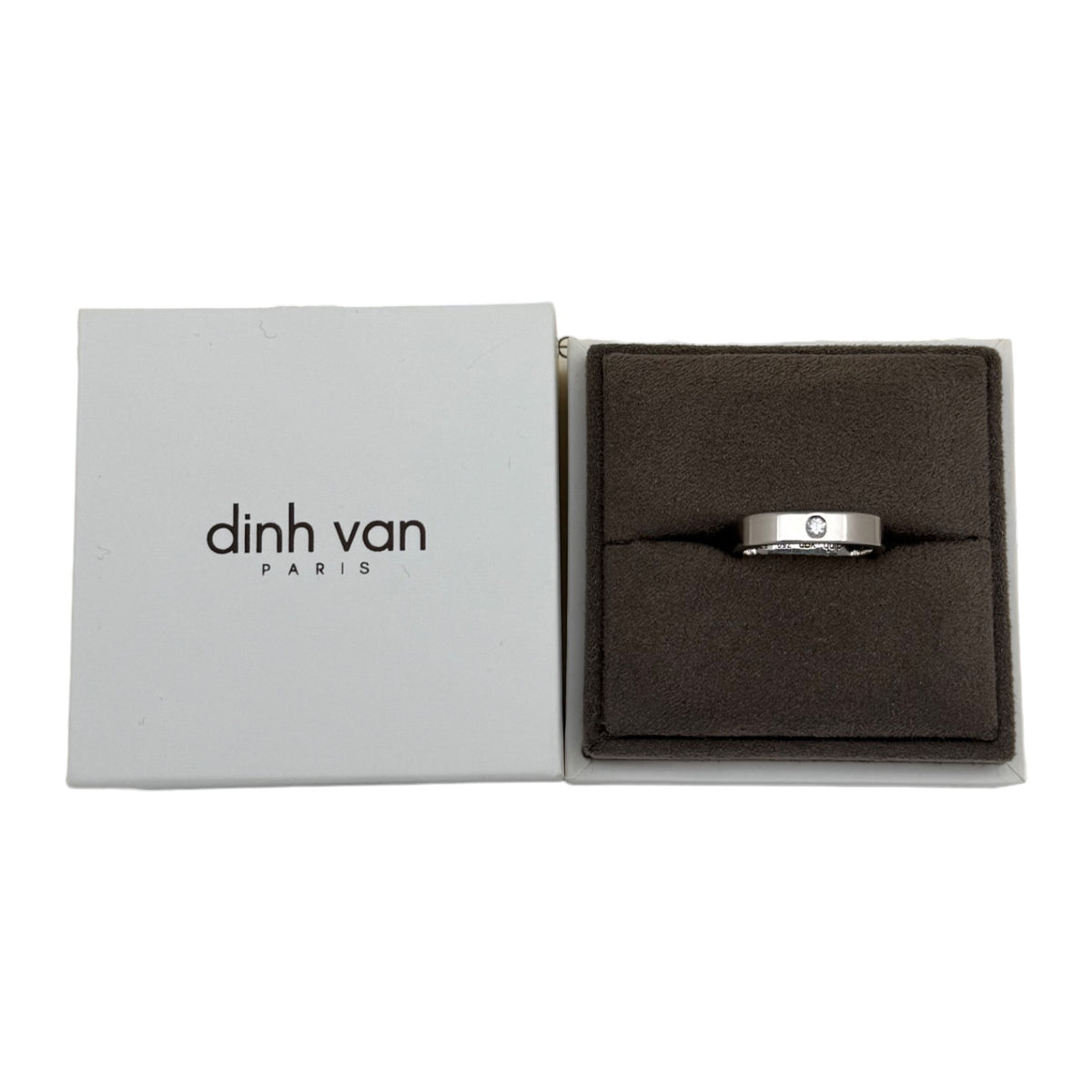 Bague alliance Dinh Van Carré 4 mm diamant et or blanc