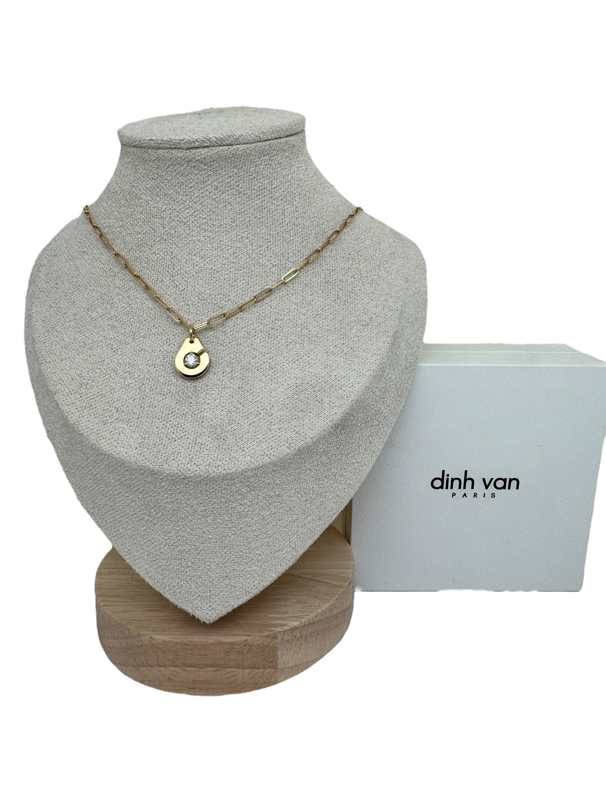 Chaîne et pendentif Dinh Van Menottes R10 diamant et or jaune