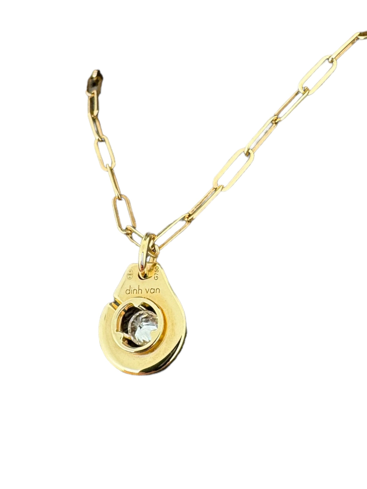 Chaîne et pendentif Dinh Van Menottes R10 diamant et or jaune