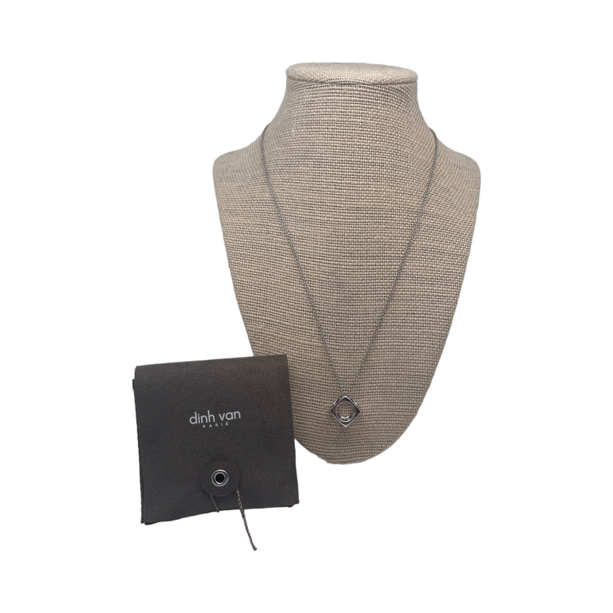 Chaîne et pendentif Dinh Van pavé argent