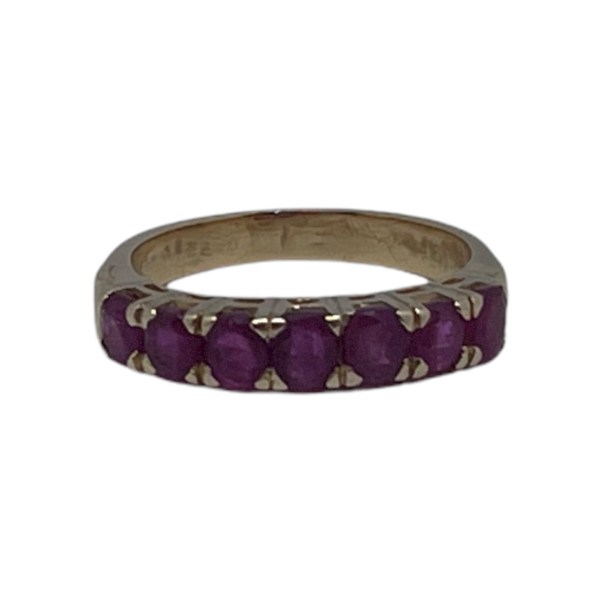 Bague demi-alliance américaine rubis et or jaune