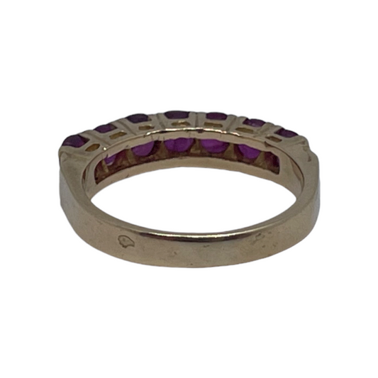 Bague demi-alliance américaine rubis et or jaune
