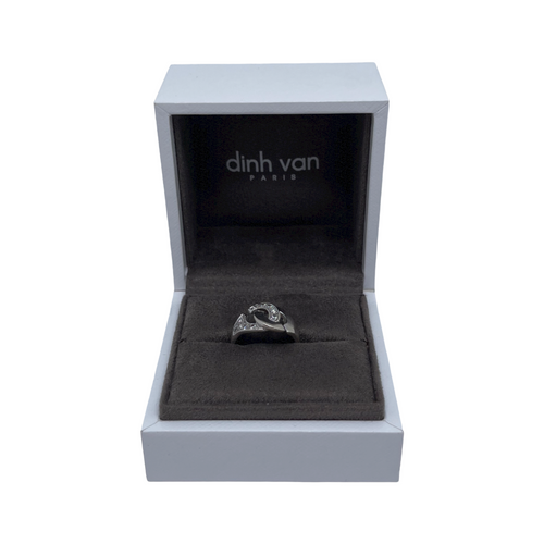 Bague Dinh Van Menottes R12 semi pavé diamants et or blanc