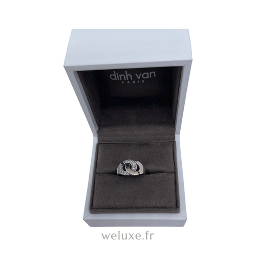 Bague Dinh Van Menottes R12 semi pavé diamants et or blanc