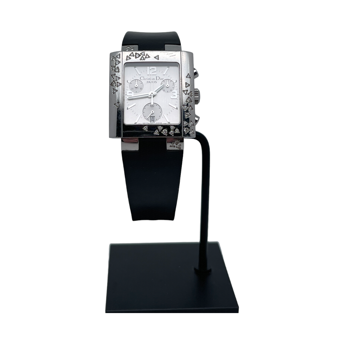 Montre Dior Riva chronomètre diamants et acier